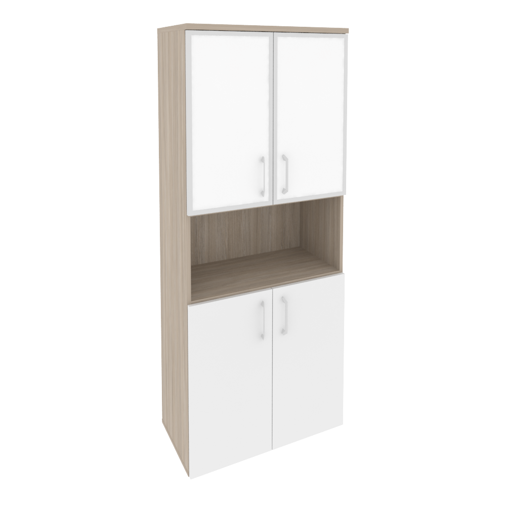 Оникс Шкаф высокий широкий O.ST-1.4 R white Дуб Аттик/Белый Бриллиант/Стекло White 800*420*1977