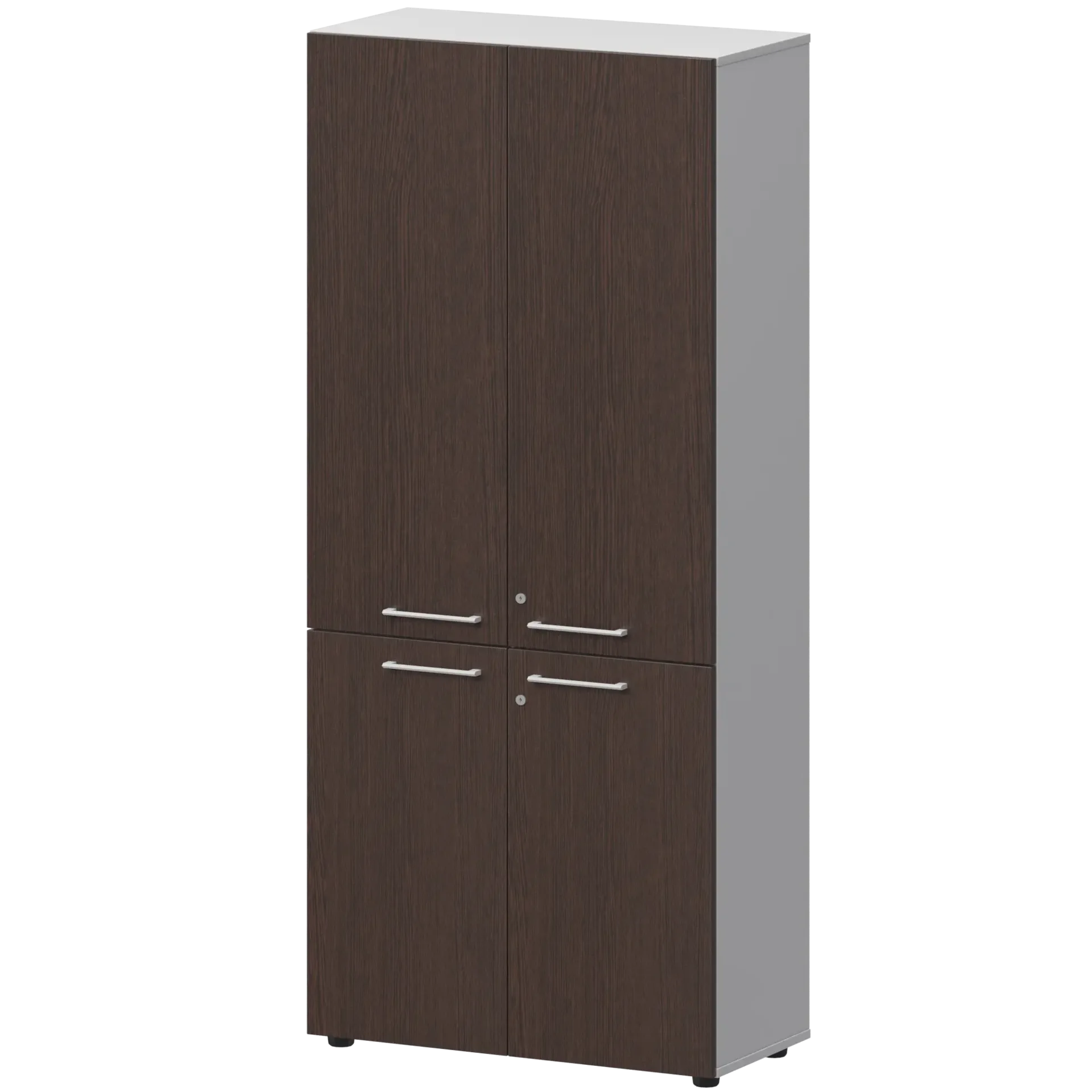 Шкаф высокий закрытый СМШ58.28F.38V(Б) Дуб венге/Белый 792x380x1990 Кортез