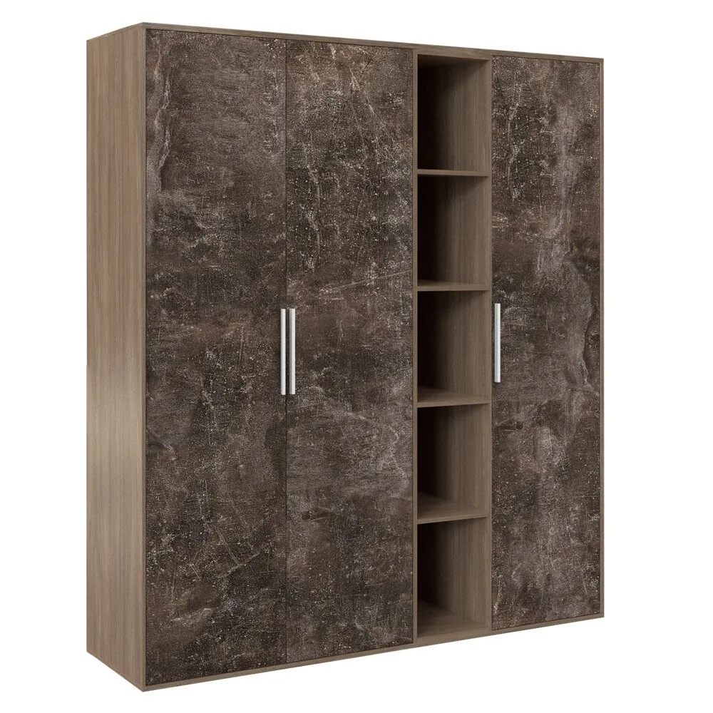 B-tone Шкаф высокий 3 створки, с нишей 168,8x45x191,7 дуб урбан бетон темный BTN36152442