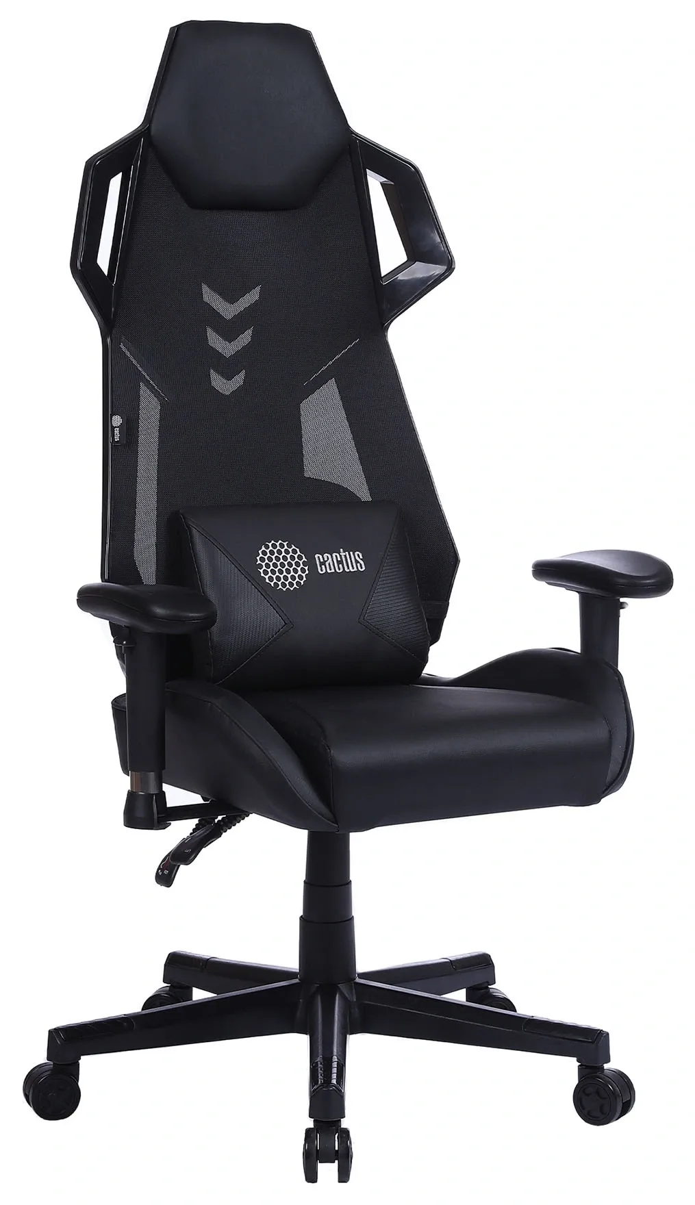 Кресло игровое Cactus CS-CHR-090BL черный экокожа/сетка крестов. нейлон