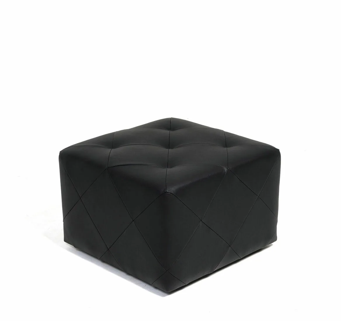 PRATO Пуф 56x56  кожа 20*20 ЧЕРНЫЙ