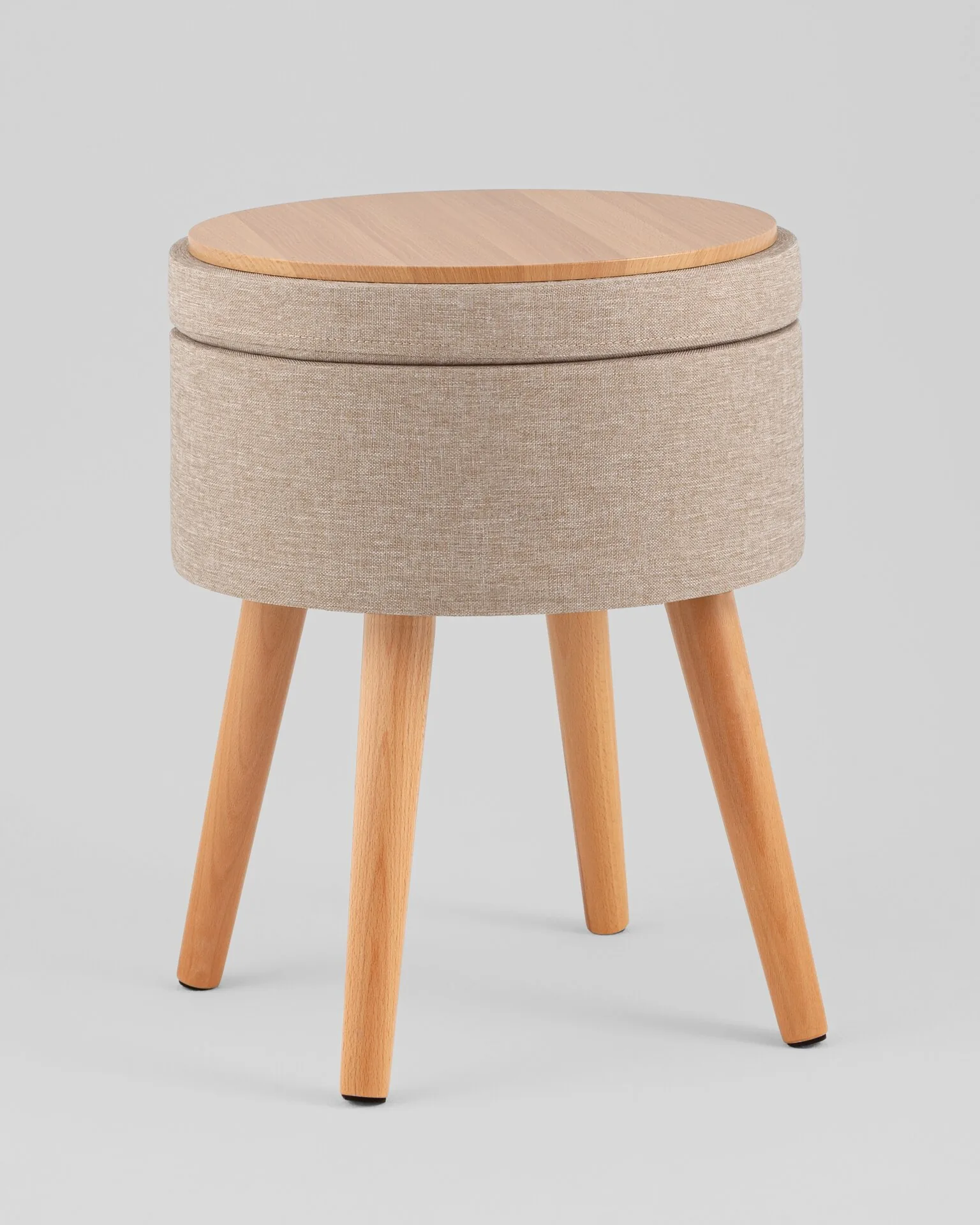 Пуф с ящиком Store Woody рогожка бежевая.