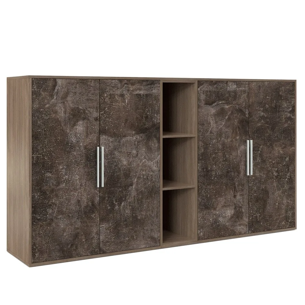 B-tone Шкаф средний 4 створки, с нишей 213,8x45x115,7 дуб урбан бетон темный BTN36153242