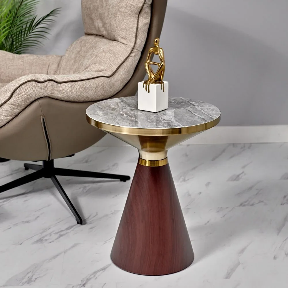 Кофейный столик Vision диам.45см x 54см, металл под дерево, керамика