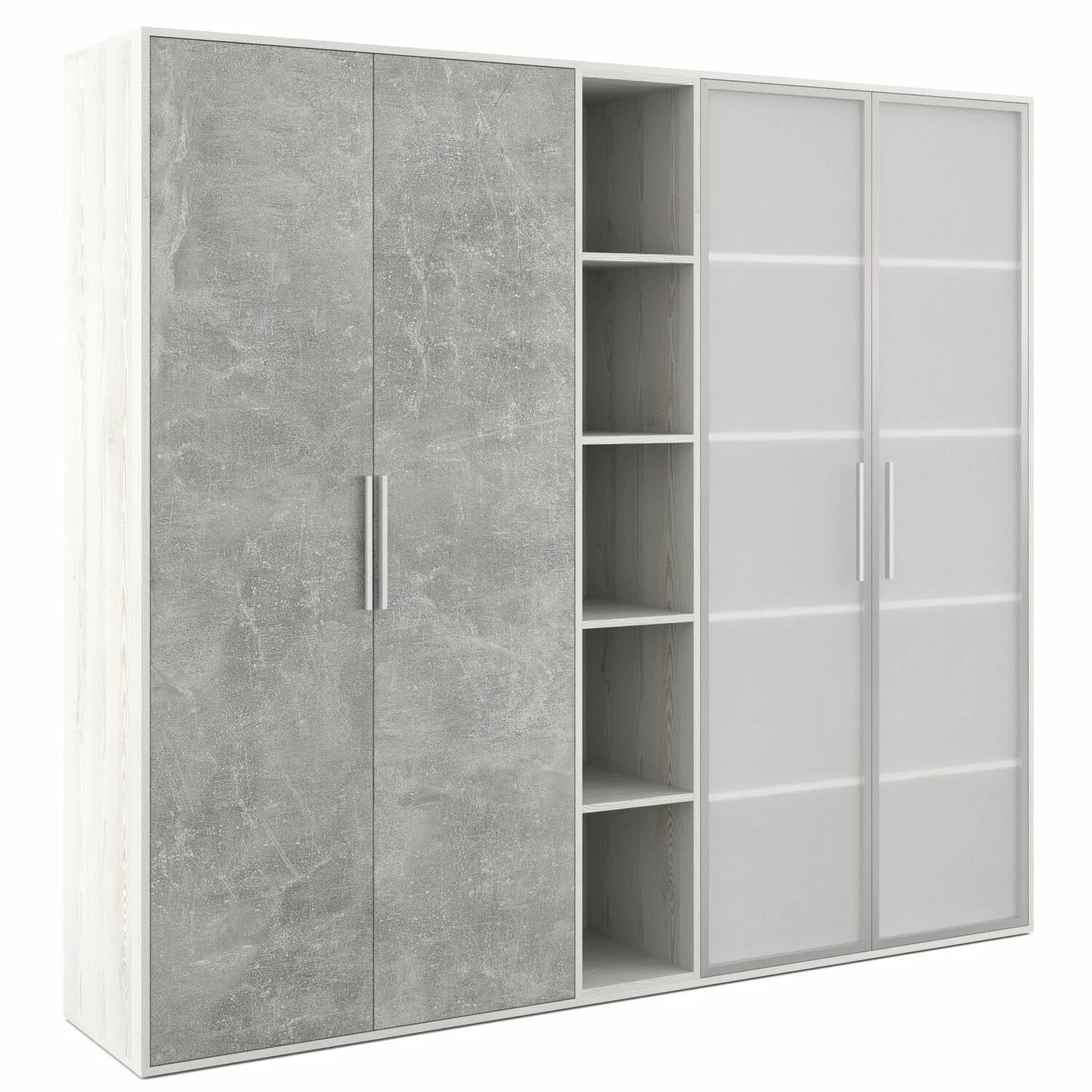 B-tone Шкаф высокий 4 створки, с нишей 213,8x45x191,7 сосна бетон светлый BTN36153531
