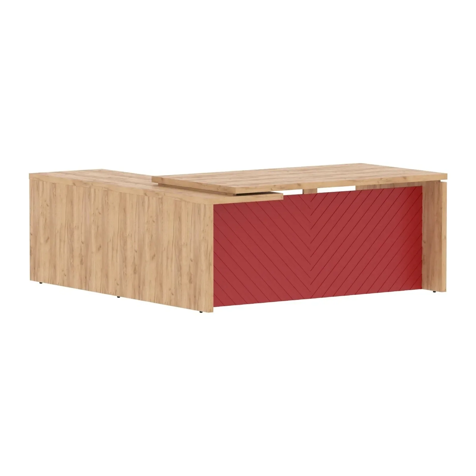 Стол руководителя TLCT 1820(R) Дуб Бофорд Z/Красный 1800х2000х750 TORR LUX